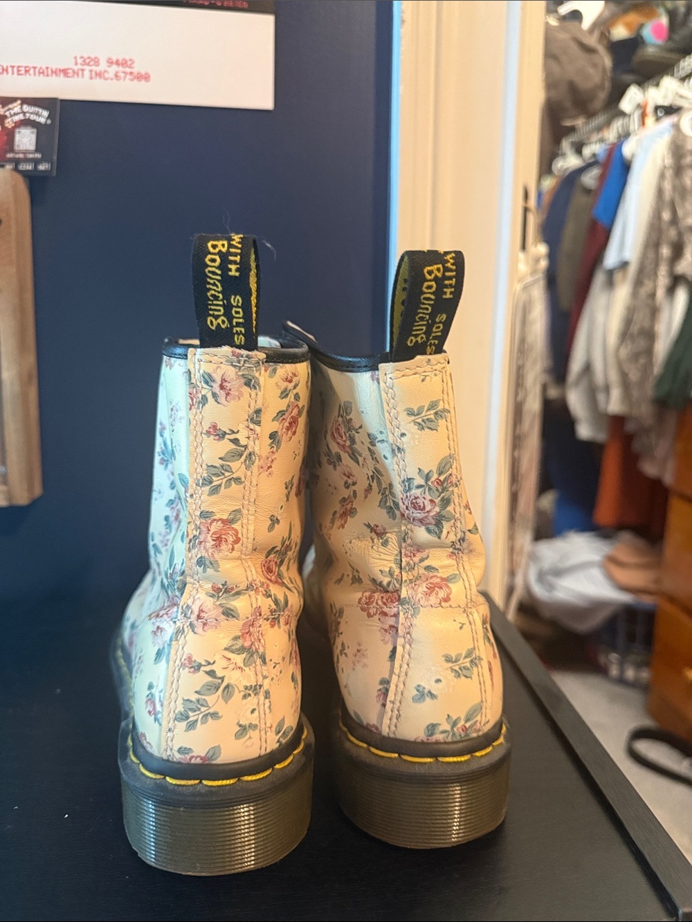Dr. Martens Cream Floral Leather Lace-Up Boots - Picture 3 of 3